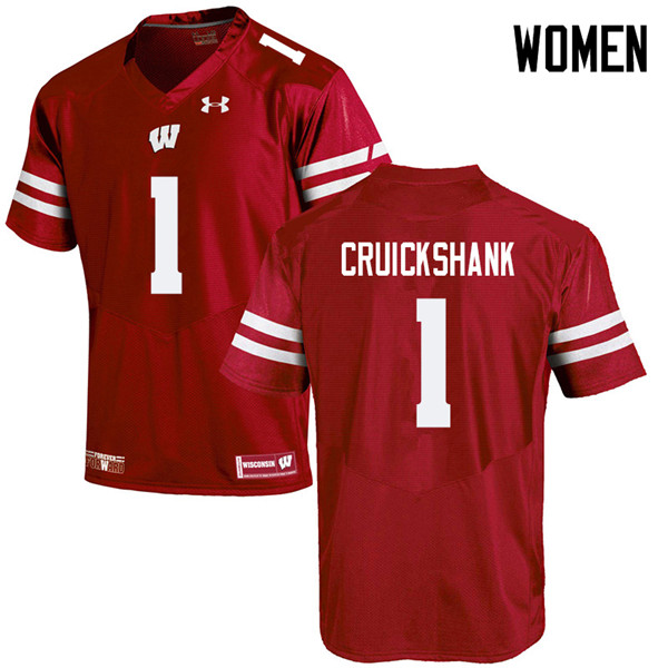 Wisconsin Badgers Women's #1 Aron Cruickshank NCAA Under Armour Authentic Red College Stitched Football Jersey WA40G86YI